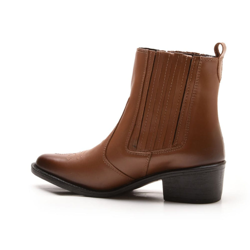Bota Country Feminina Em Couro 40F146-AMENDOA Tamanho:38