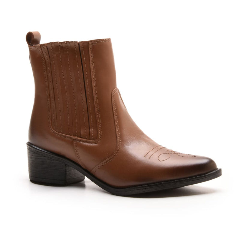 Bota Country Feminina Em Couro 40F146-AMENDOA Tamanho:38