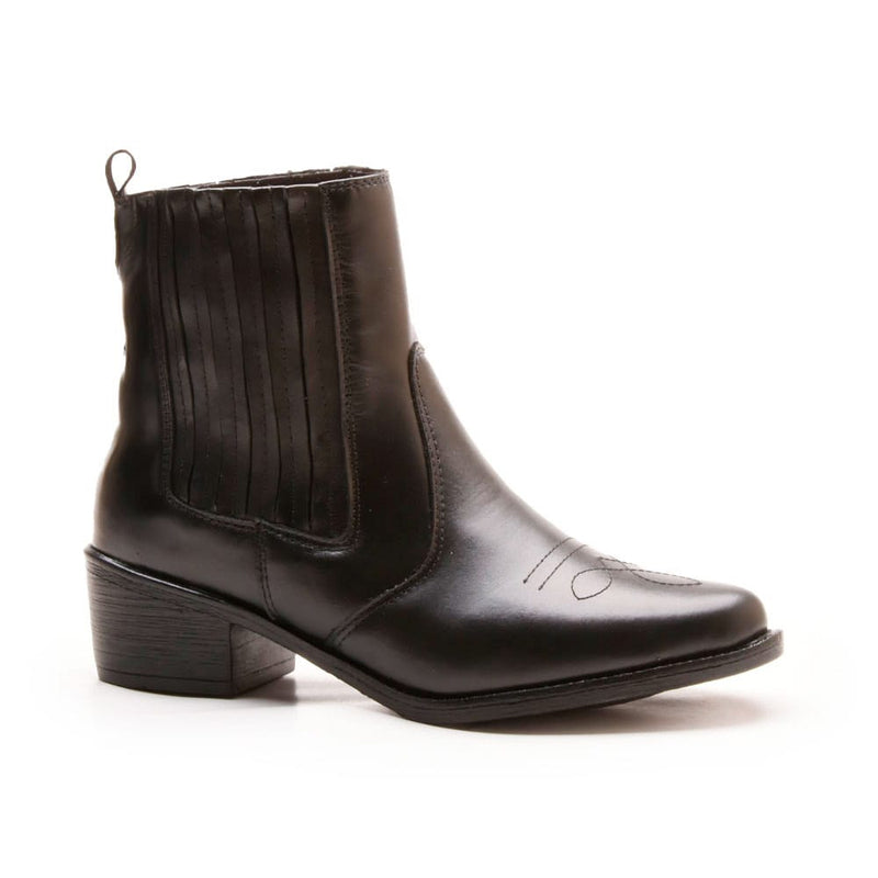 Bota Country Feminina Em Couro 40F146-PRETA Tamanho:36