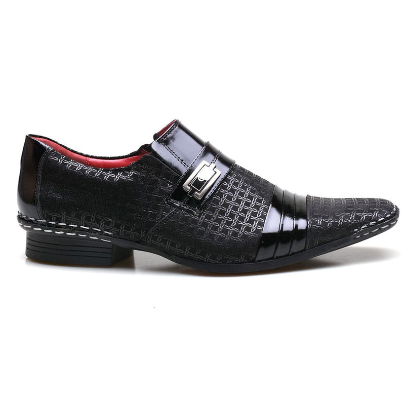 Sapato Social Masculino Em Couro Com Costura Manual Calvest Viena 1750B475B - Preto