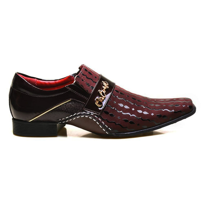 Sapato Social Masculino Em Couro Detalhes Em Verniz Calvest LND/VER - 1930D538 Bordo-42