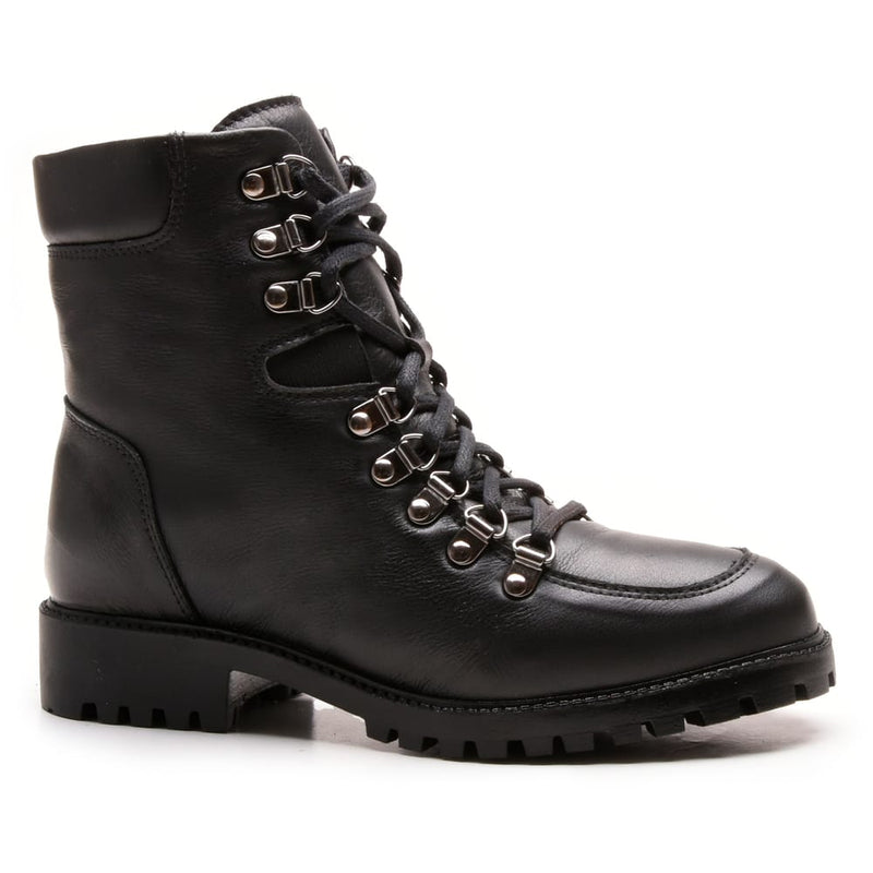 Bota Coturno Em Couro Com Atacador 58F162-PRETA Tamanho:34