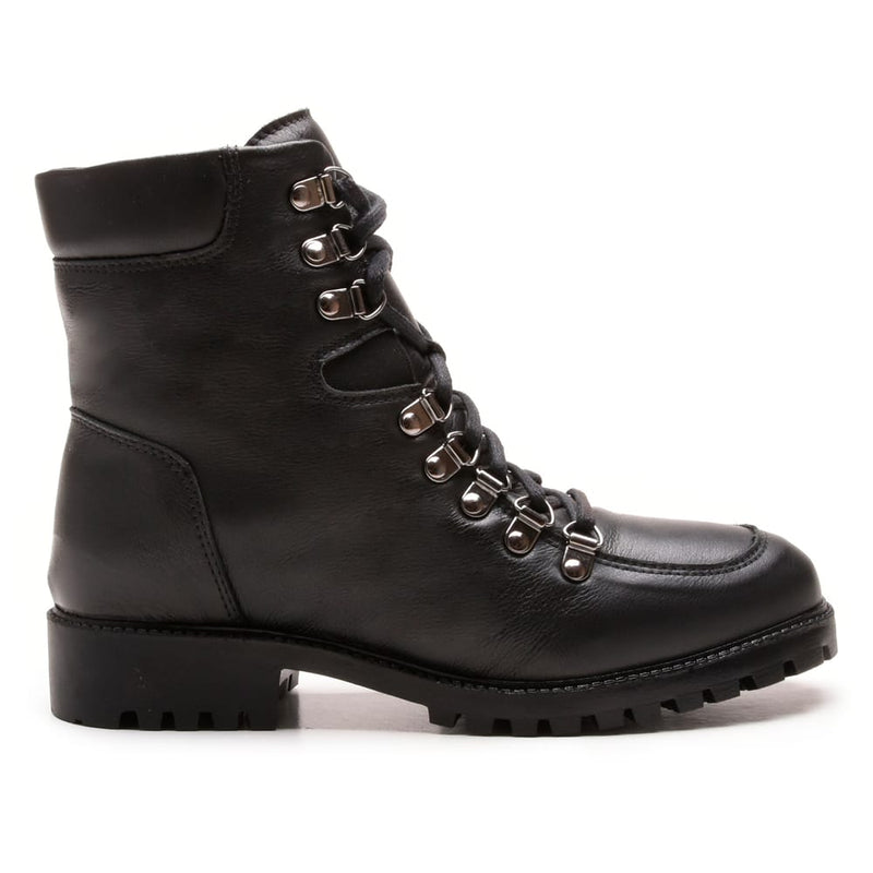 Bota Coturno Em Couro Com Atacador 58F162-PRETA Tamanho:34
