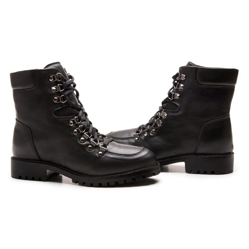 Bota Coturno Em Couro Com Atacador 58F162-PRETA Tamanho:34